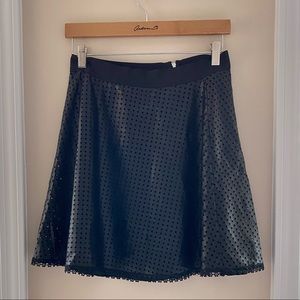 Black Leather Pleated Skirt